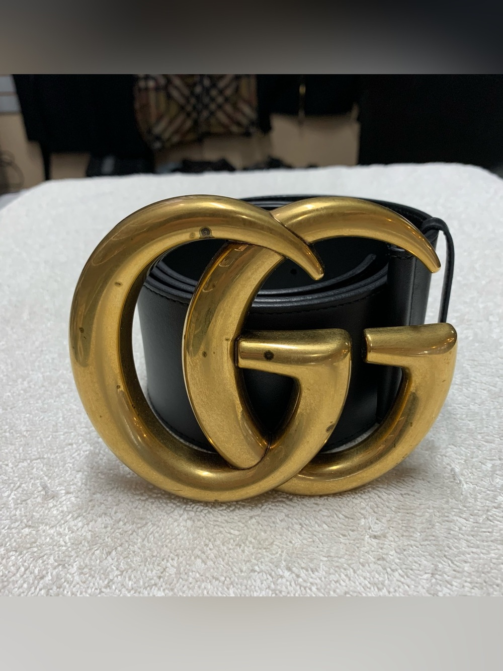 Gucci GG Marmont Black Gold Leather Wide Belt